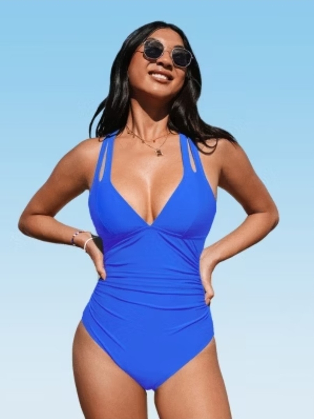 NWT Cupshe Bright Blue Women's One-Piece Swimsuit - Picture 5 of 5